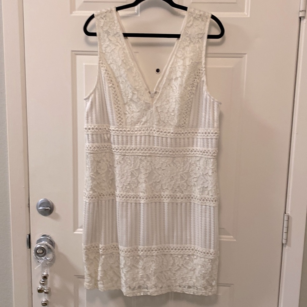 Plus Size White Mini w/ Lace Overlay - 2X
